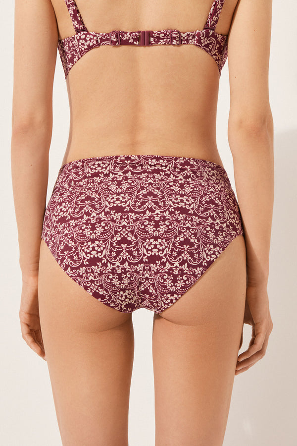 תחתוני ביקיני High-Waisted Botanic Bordeaux