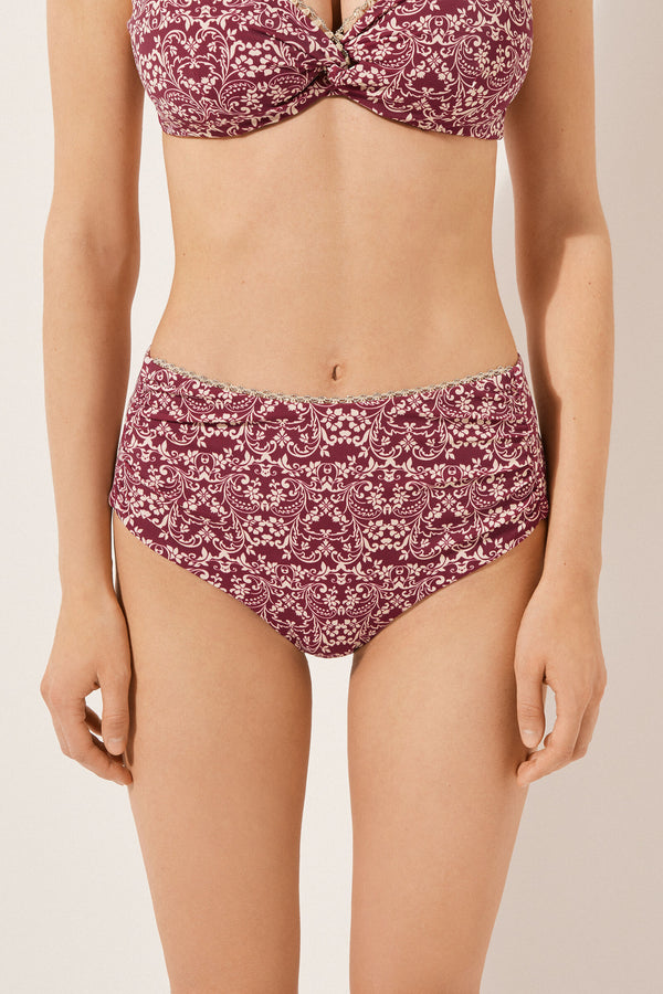 תחתוני ביקיני High-Waisted Botanic Bordeaux