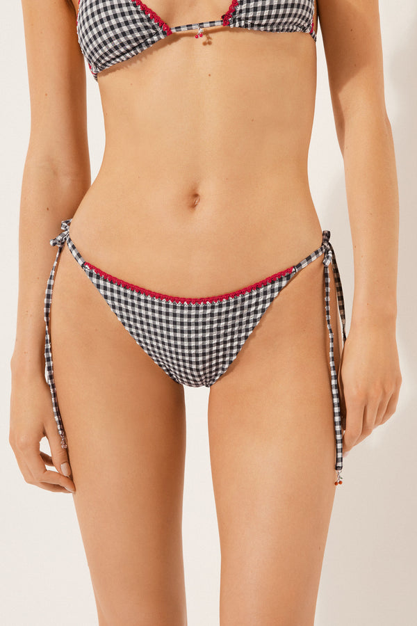 תחתוני ביקיני קשירה ברזילאיים Cherry Vichy