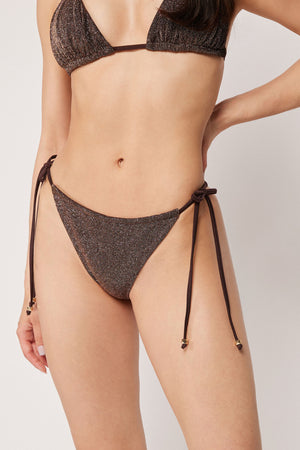 תחתוני ביקיני קשירה ברזילאיים Brown Glitter