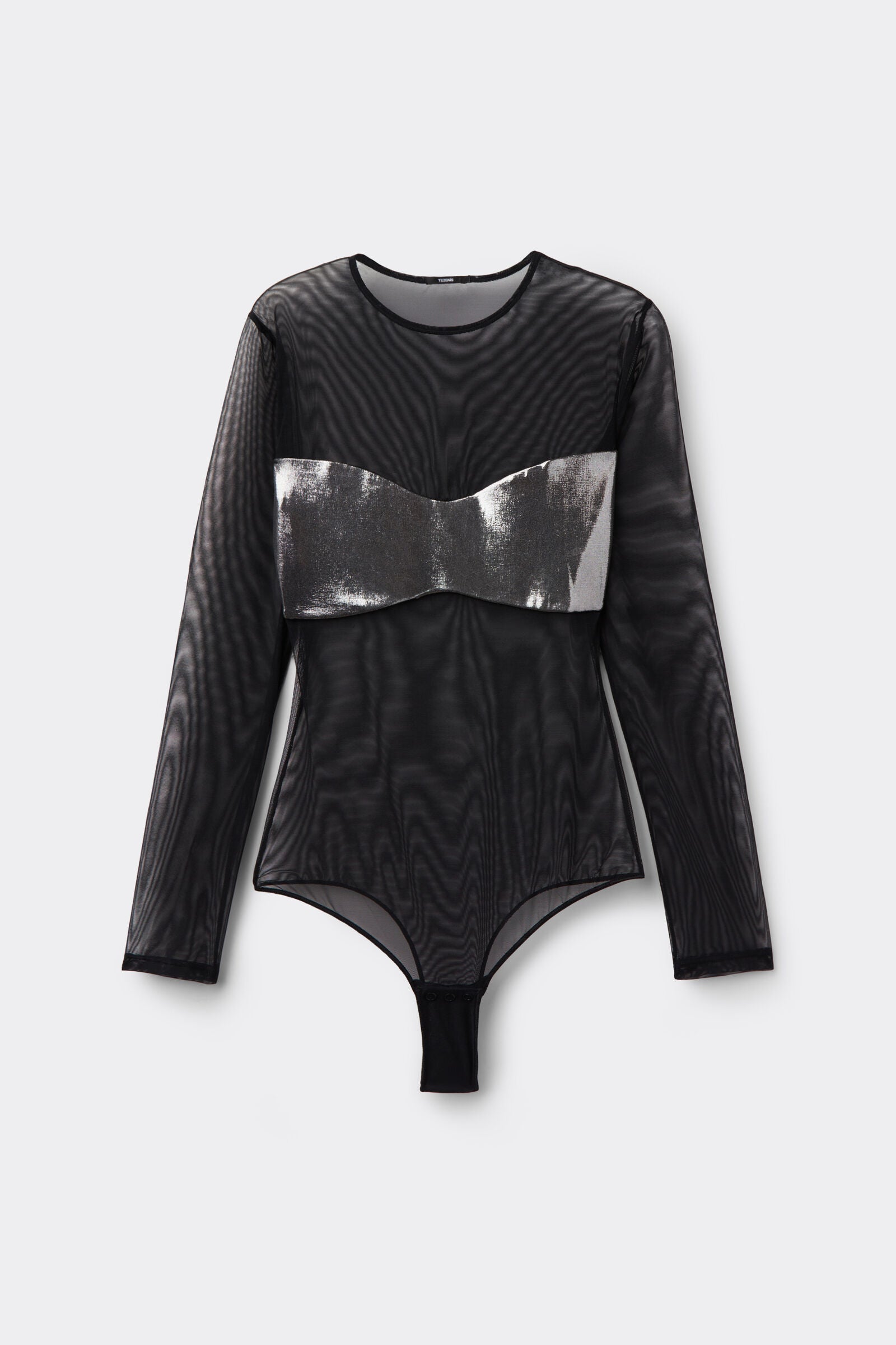 בגד גוף עם שיבוץ סטרפלס כסוף