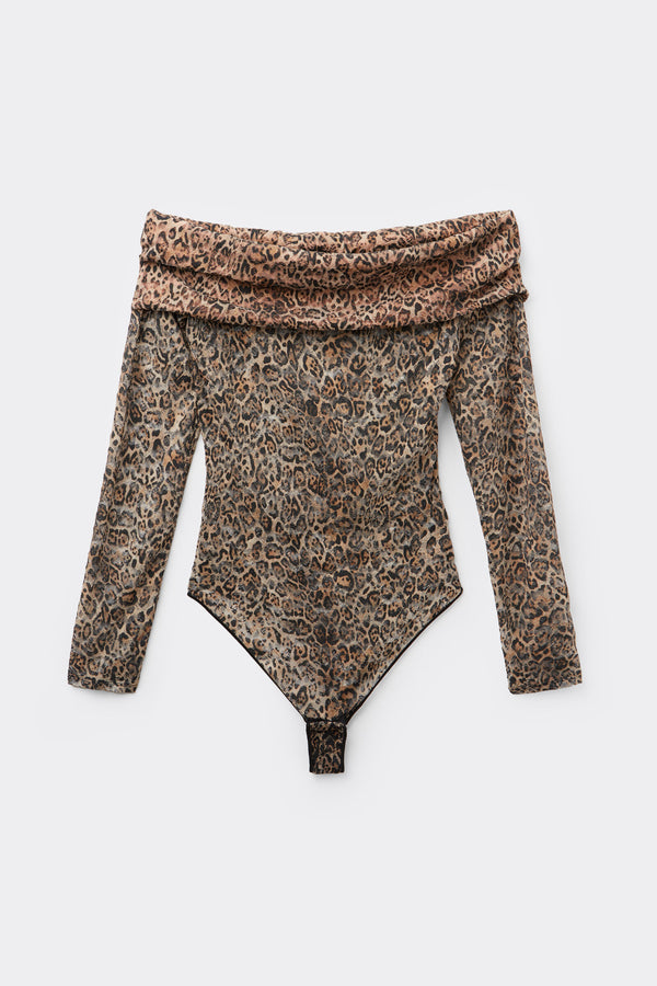 בגד גוף אוף שולדרס Iconic Leopard