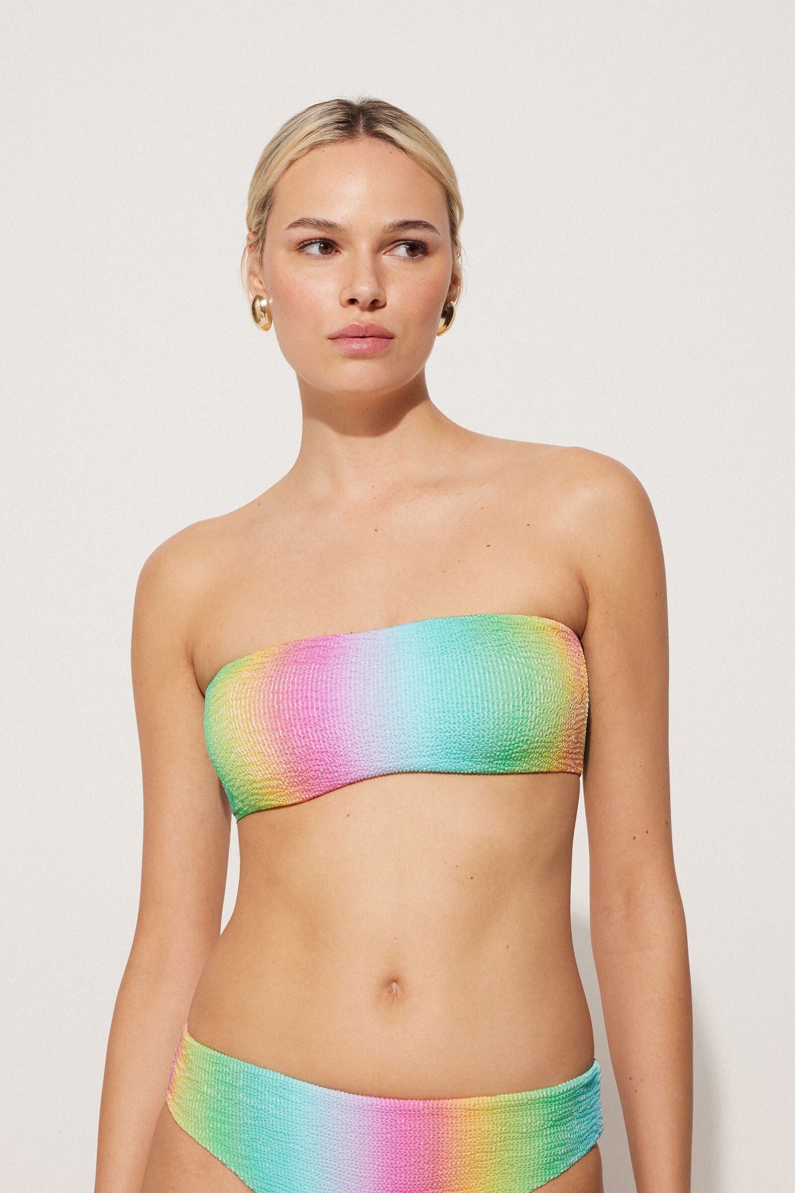 טופ ביקיני סטרפלס Crinkle Rainbow