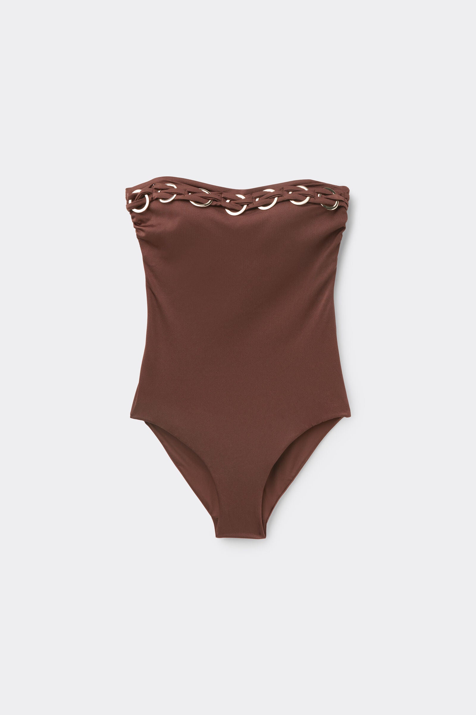 בגד ים סטרפלס שלם Brown Royal Essence