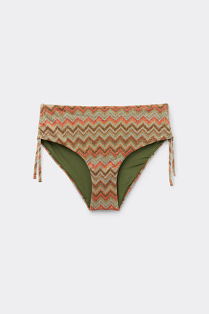 תחתוני ביקיני בגזרה גבוהה עם שרוך כיווץ Luxury Chevron