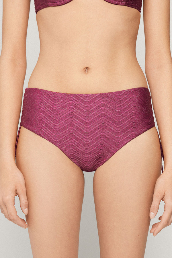תחתוני ביקיני בגזרה גבוהה עם שרוך כיווץ Mauve Sparkling Touch