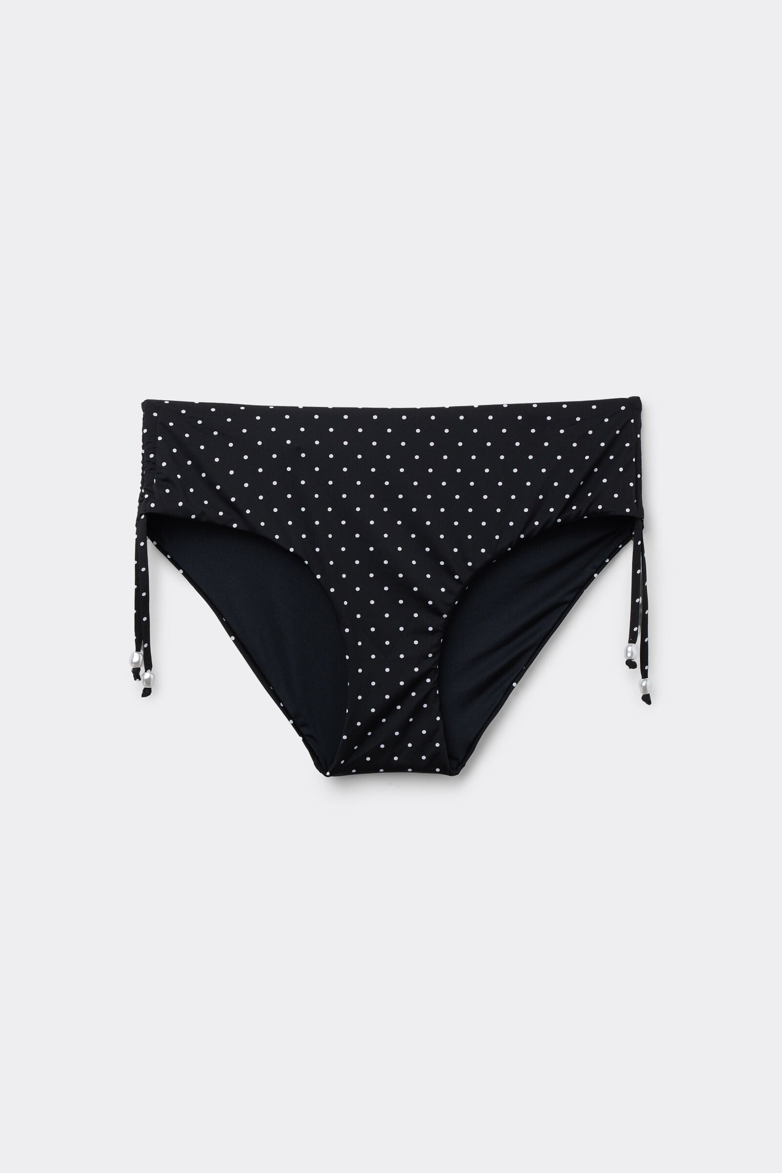 תחתוני ביקיני בגזרה גבוהה עם שרוך כיווץ Polka Dot Bead