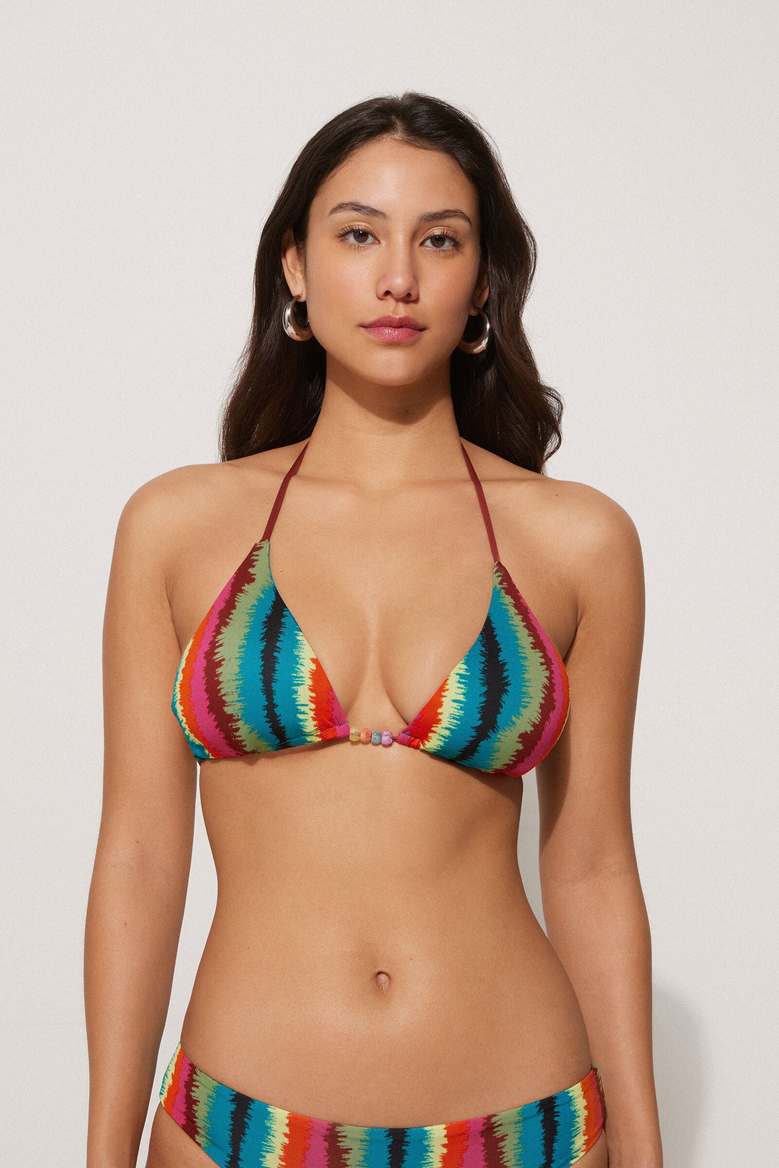 טופ ביקיני משולשים Vibrant Stripes