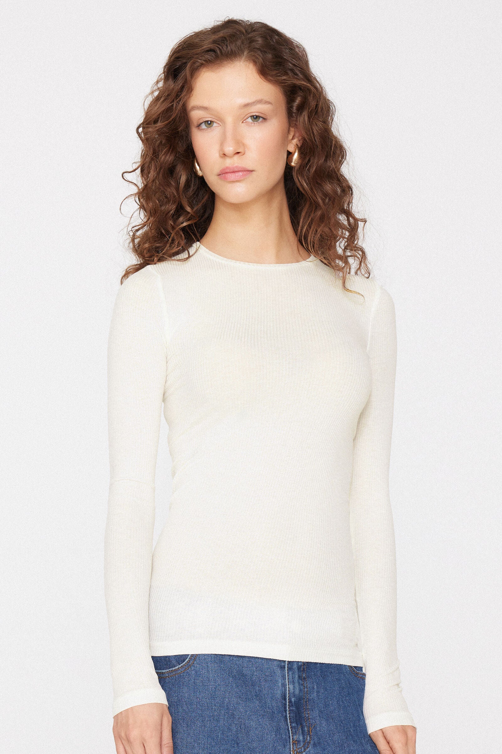 חולצת ריב ארוכה עם צווארון עגול