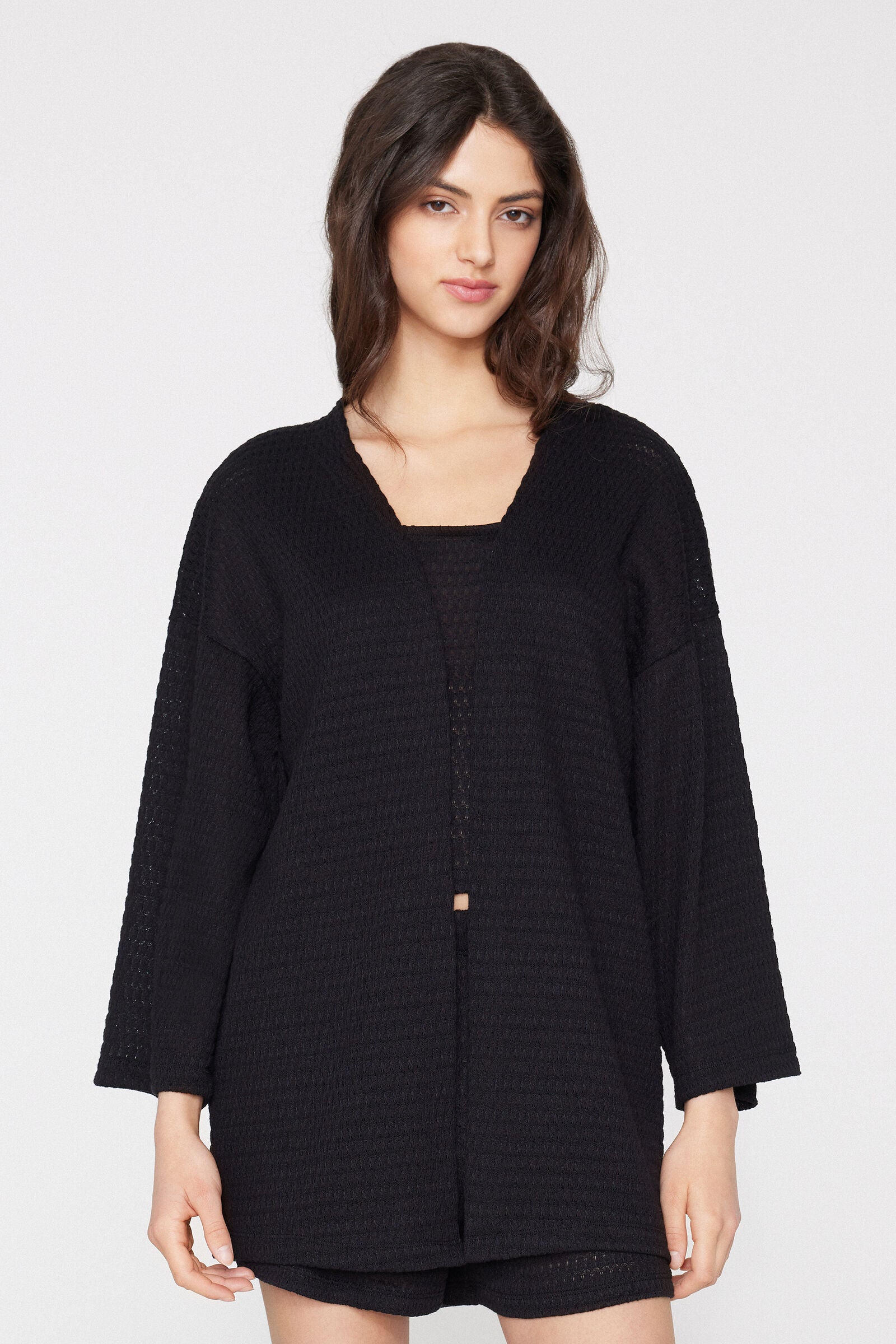 קרדיגן קימונו בסריגת קרושה