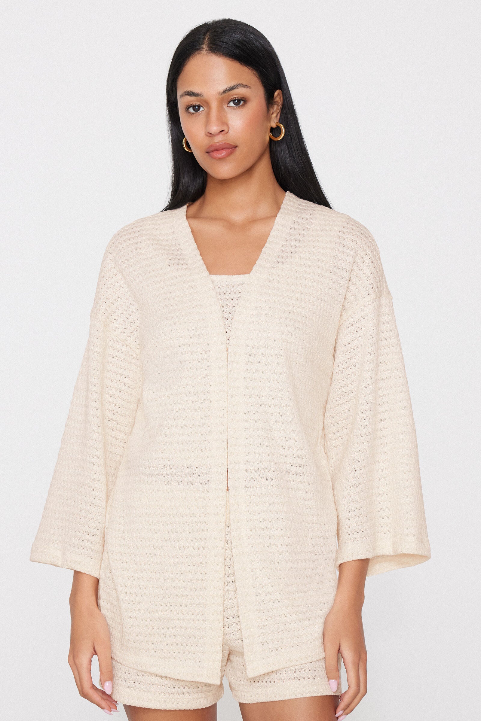 קרדיגן קימונו בסריגת קרושה