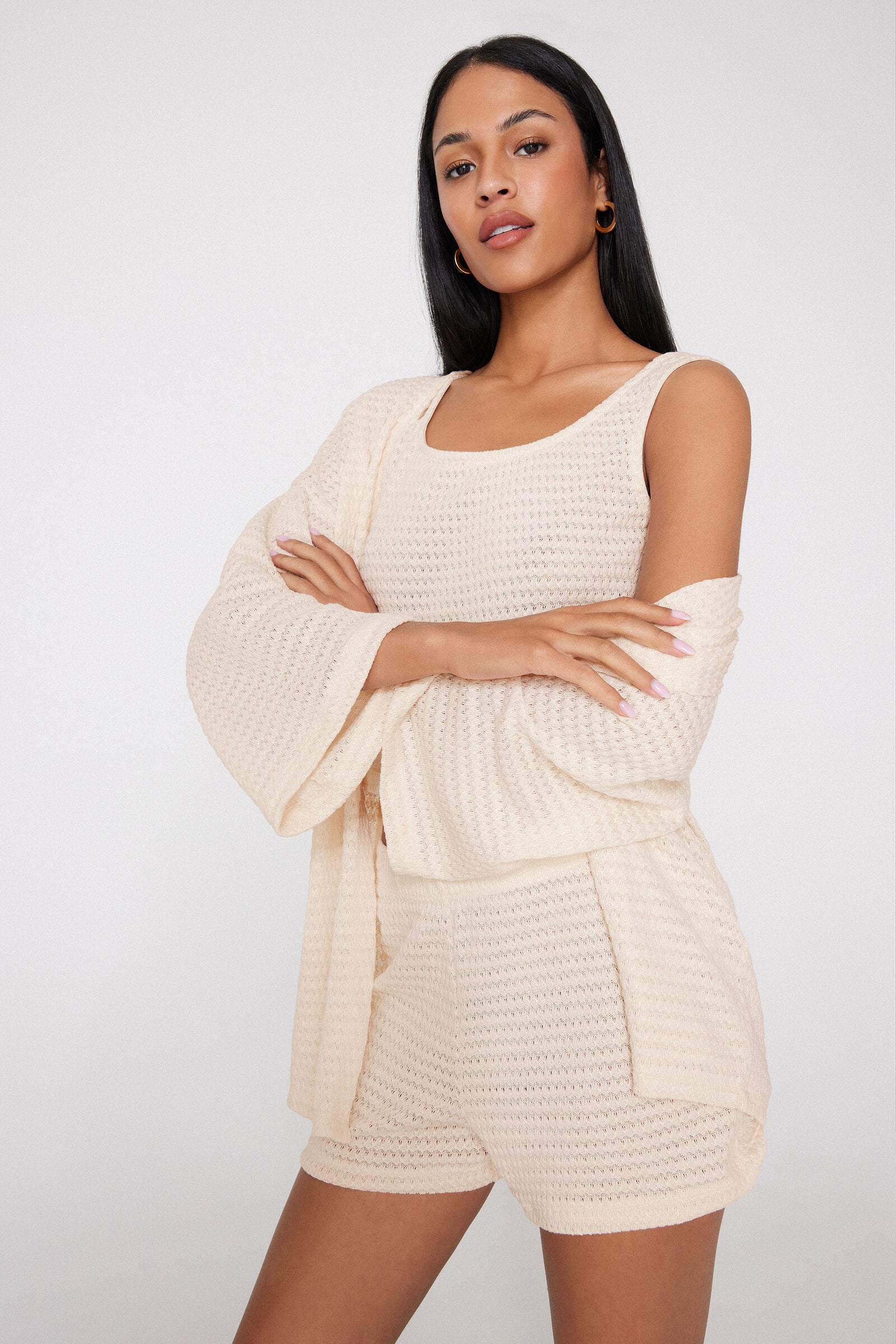 קרדיגן קימונו בסריגת קרושה