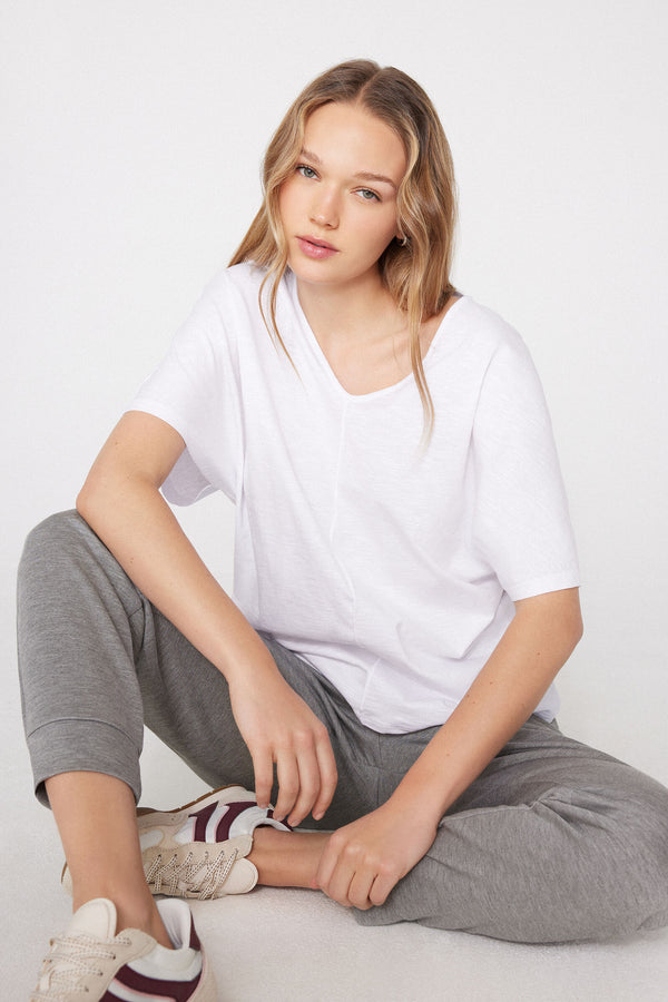 טי שירט 100% Slub Cotton V