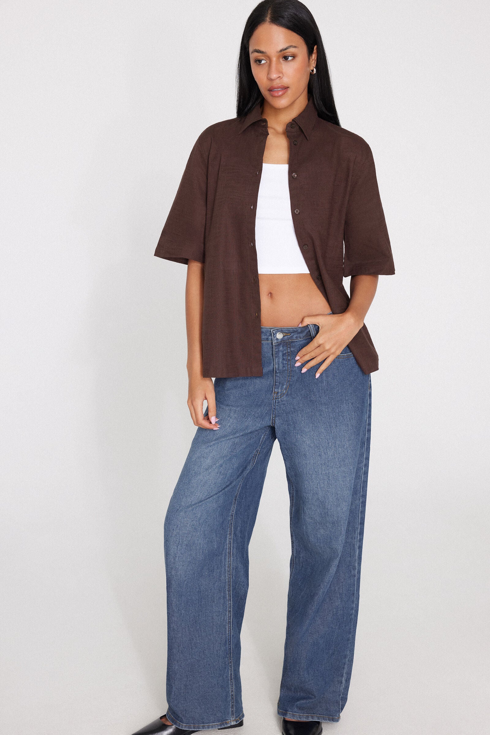 חולצה מכופתרת קצרה 100% Cotton