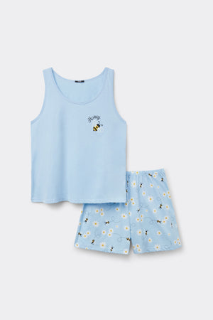 סט פיג'מה מבד כותנה Bee Print