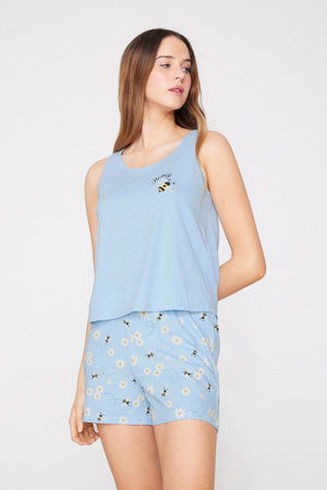 סט פיג'מה מבד כותנה Bee Print