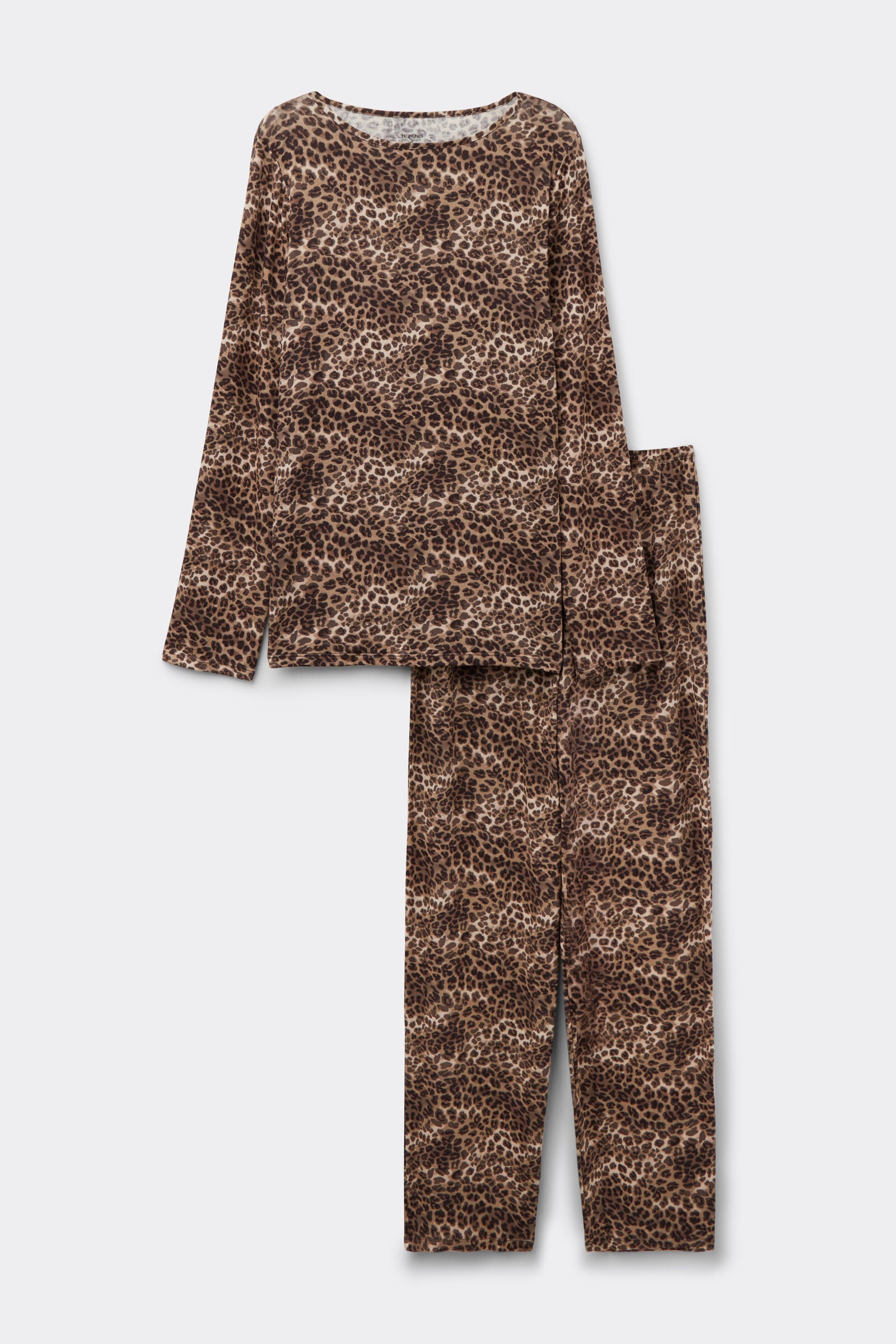 סט פיג'מה ארוכה מבד ויסקוזה בהדפס מנומר