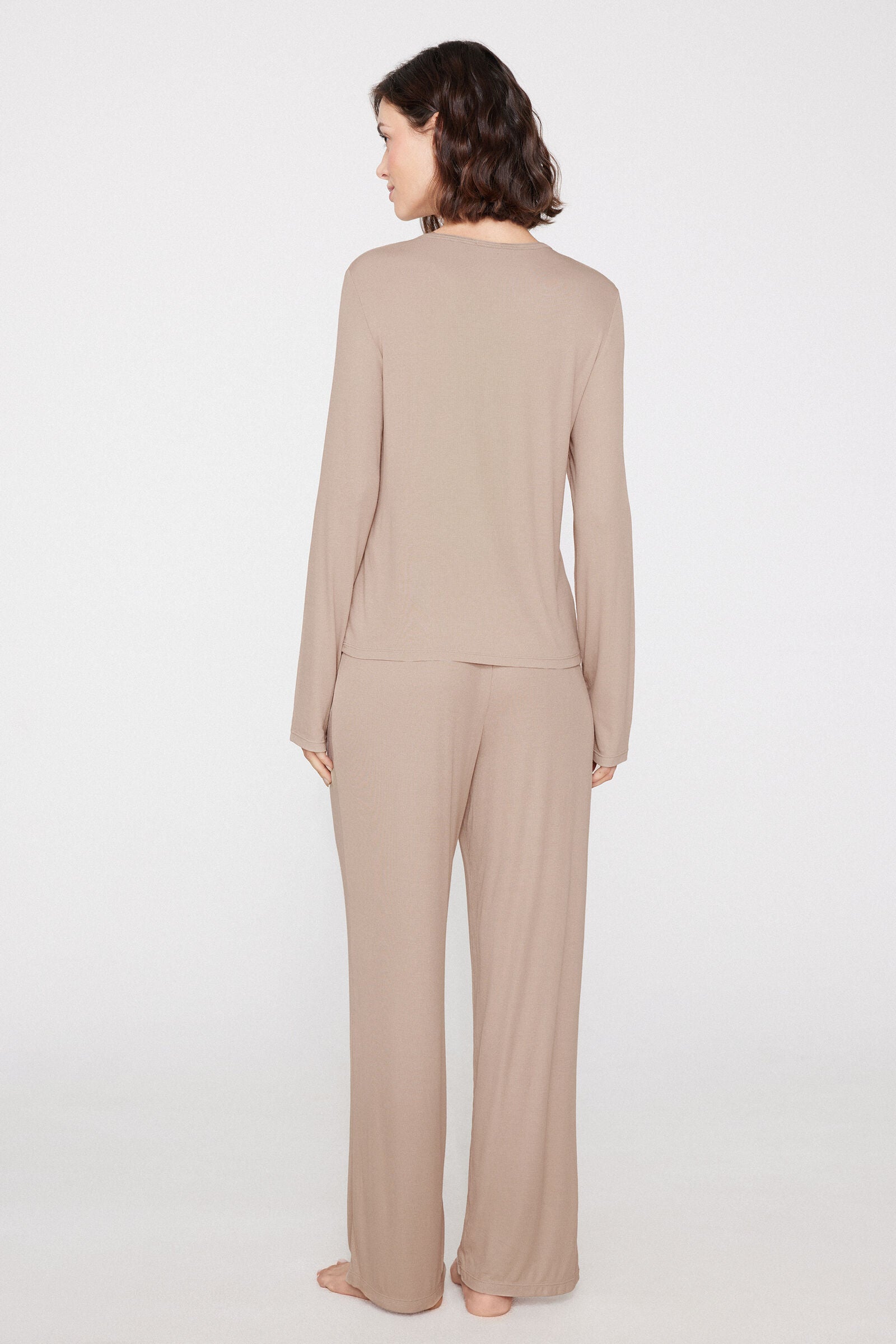 סט פיג'מה ארוכה Ribbed Viscose