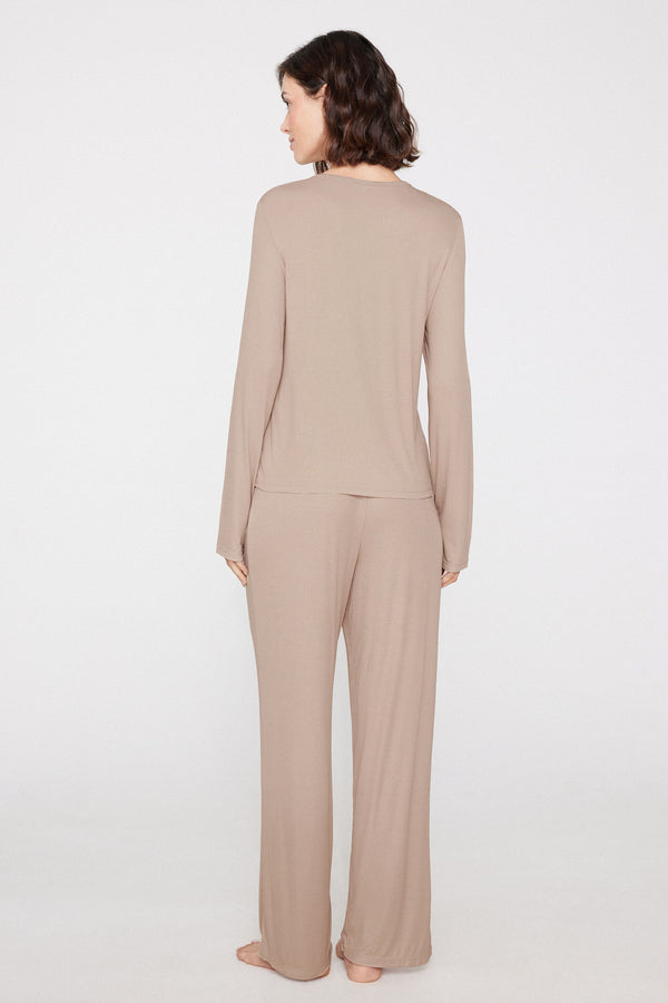 סט פיג'מה ארוכה Ribbed Viscose