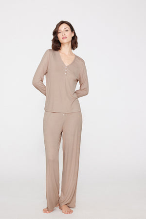 סט פיג'מה ארוכה Ribbed Viscose