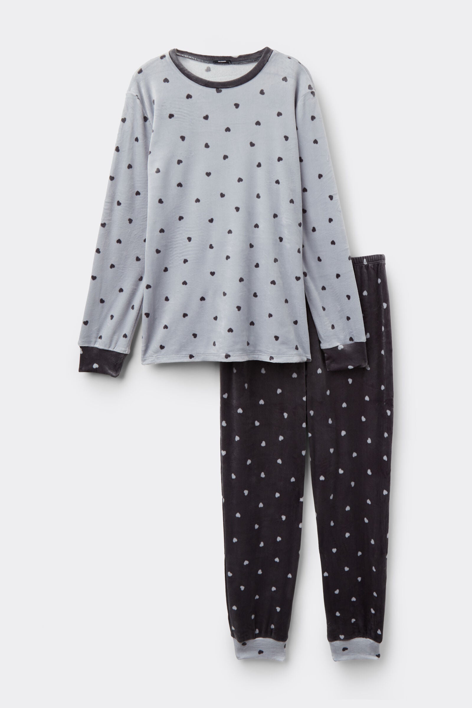 סט פיג'מה פליז Heart Print