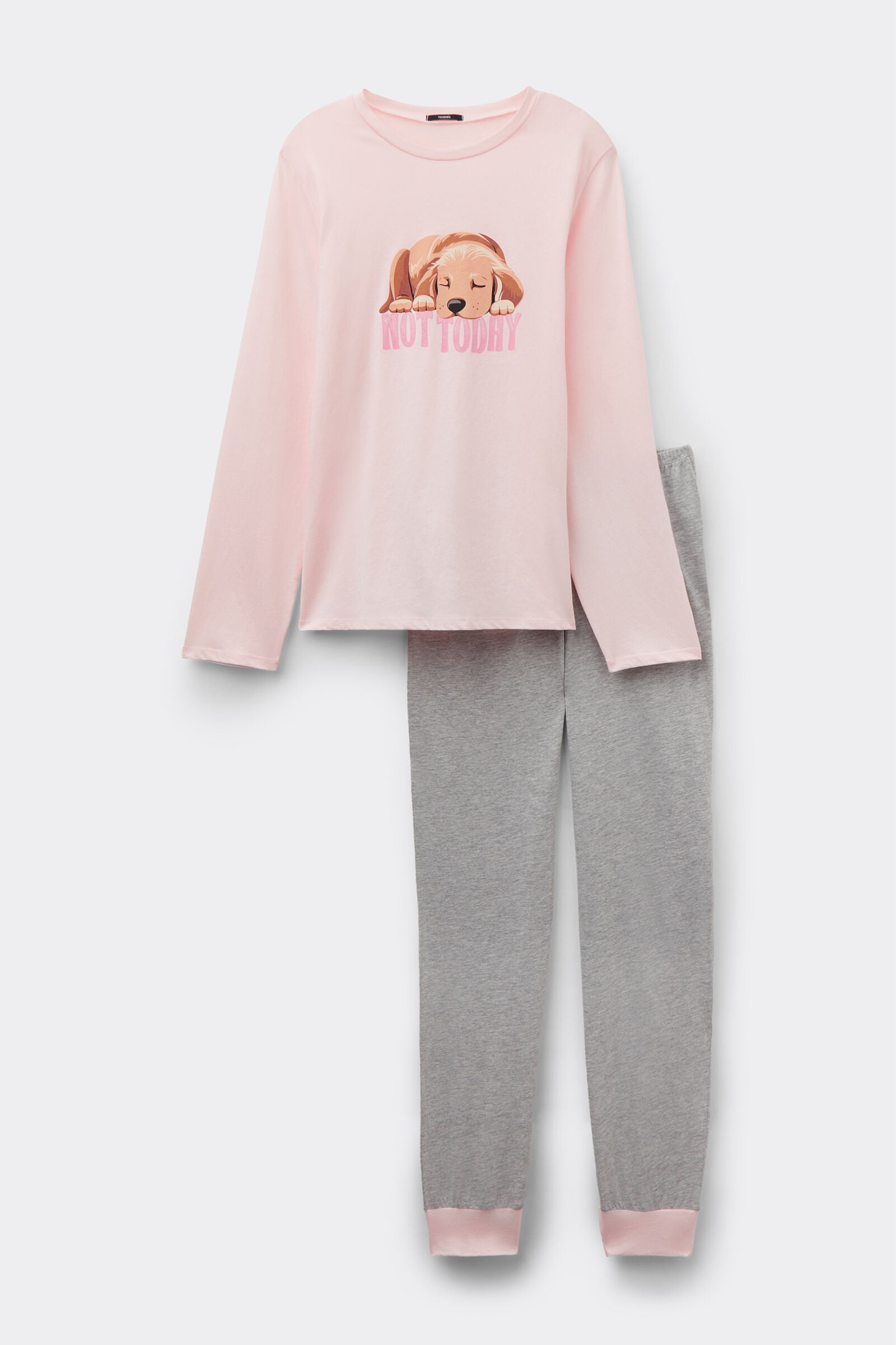 סט פיג'מה ג'רסי עם הדפס Not Today