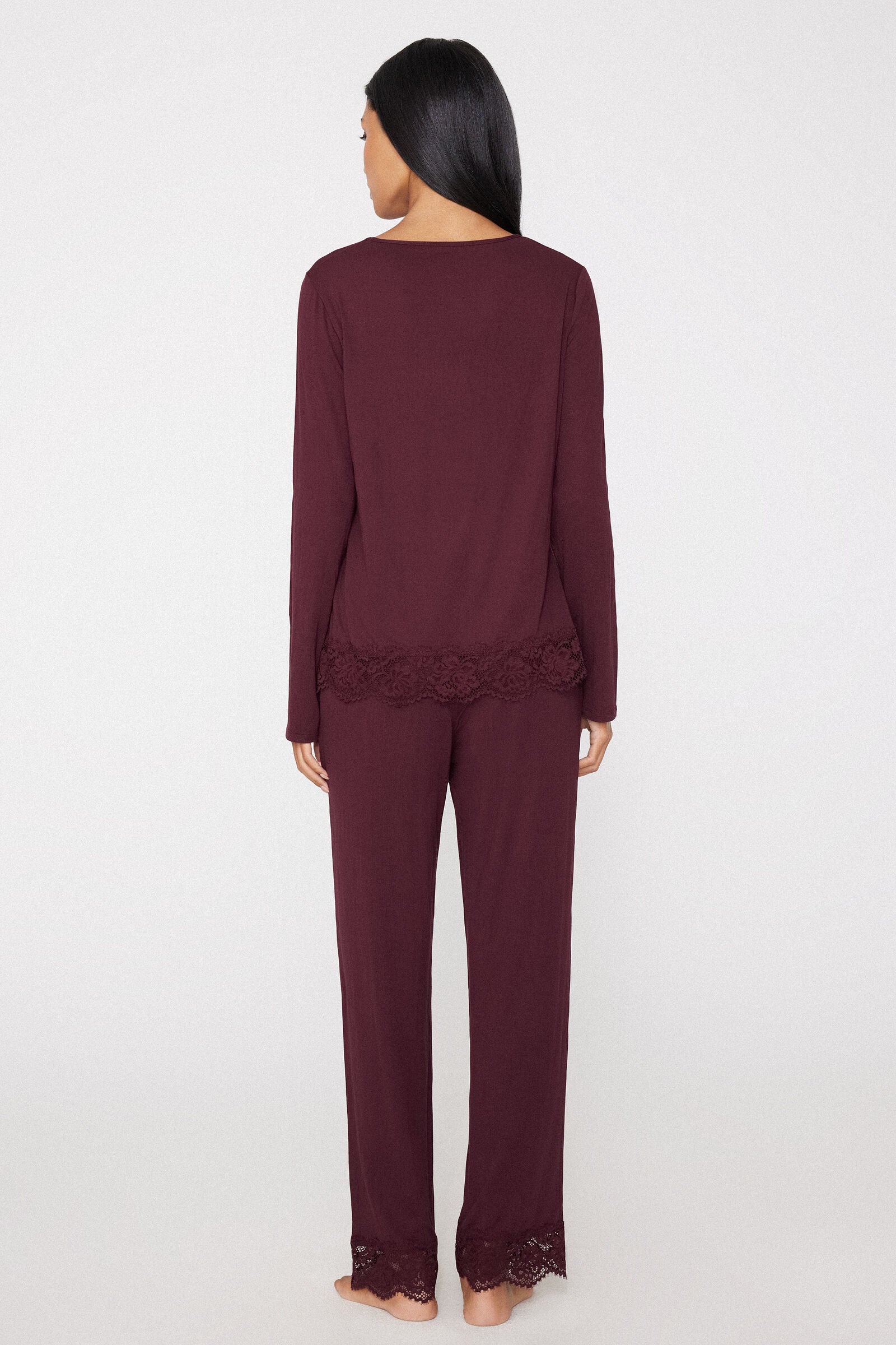 סט פיג'מה ארוכה Viscose with Lace