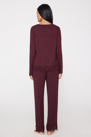 סט פיג'מה ארוכה Viscose with Lace