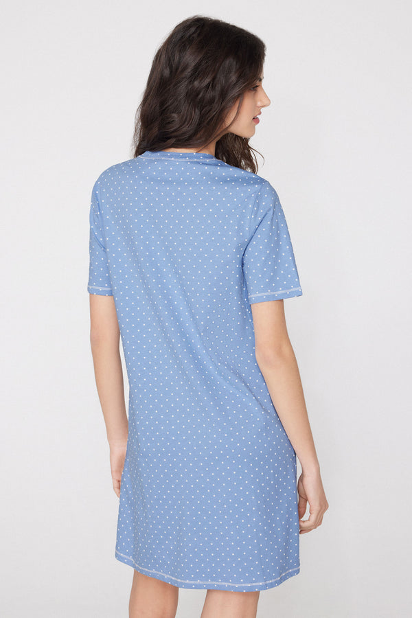 כותונת לילה קצרה בסגירת כפתרה  Polka Dot