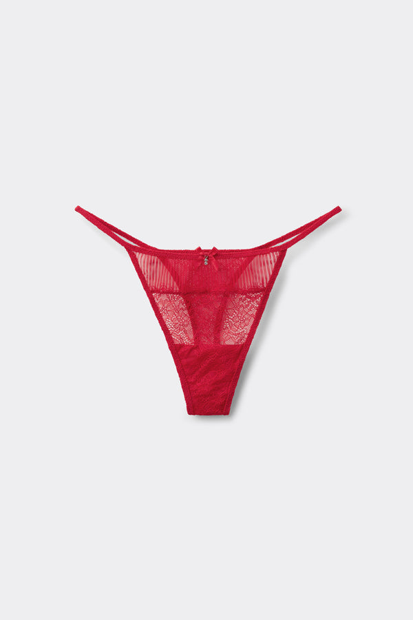 תחתוני חוטיני טנגה Red Pretty Pleated