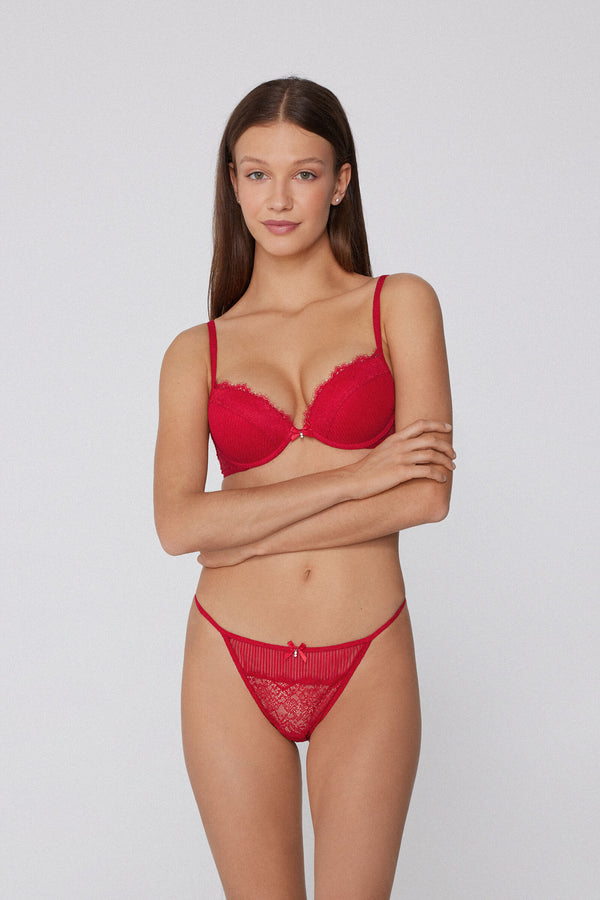 תחתוני חוטיני טנגה Red Pretty Pleated