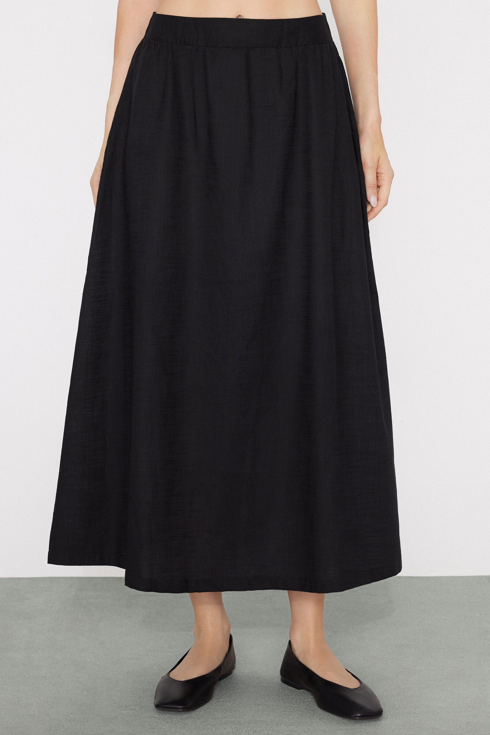 חצאית מקסי מבד קנבס כותנה