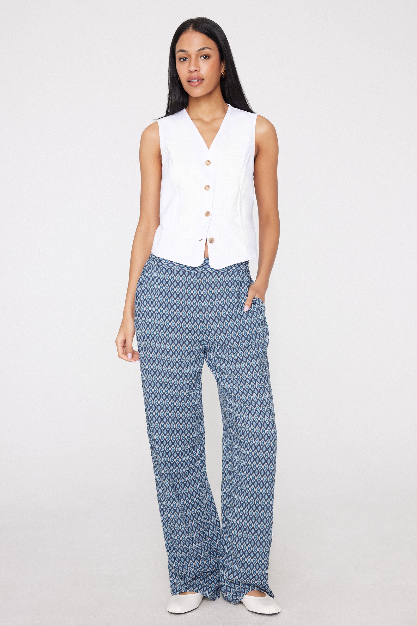 מכנסיים מנומרים Straight-Cut