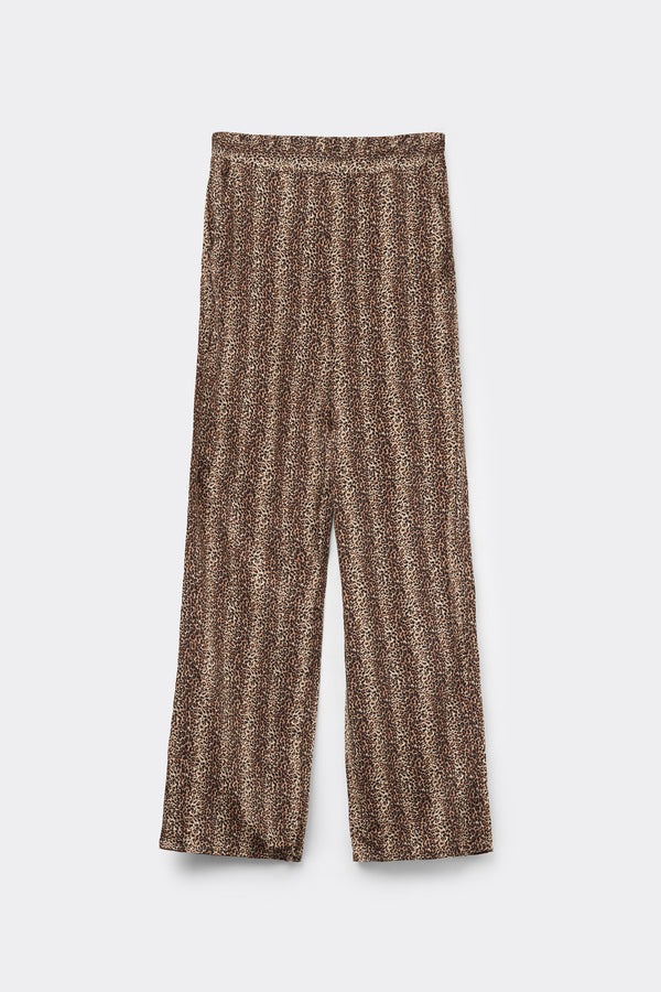 מכנסיים בהדפס מנומר Straight-Cut