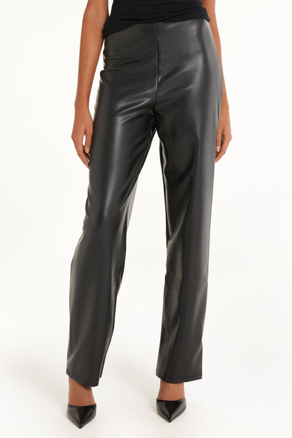 מכנסיים דמוי עור High-Waist