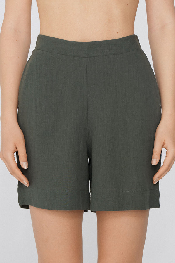 מכנסי קנבס כותנה High-Waist