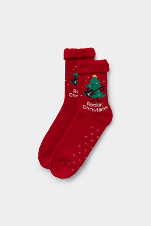 גרביים עבות נגד החלקה Christmas Print