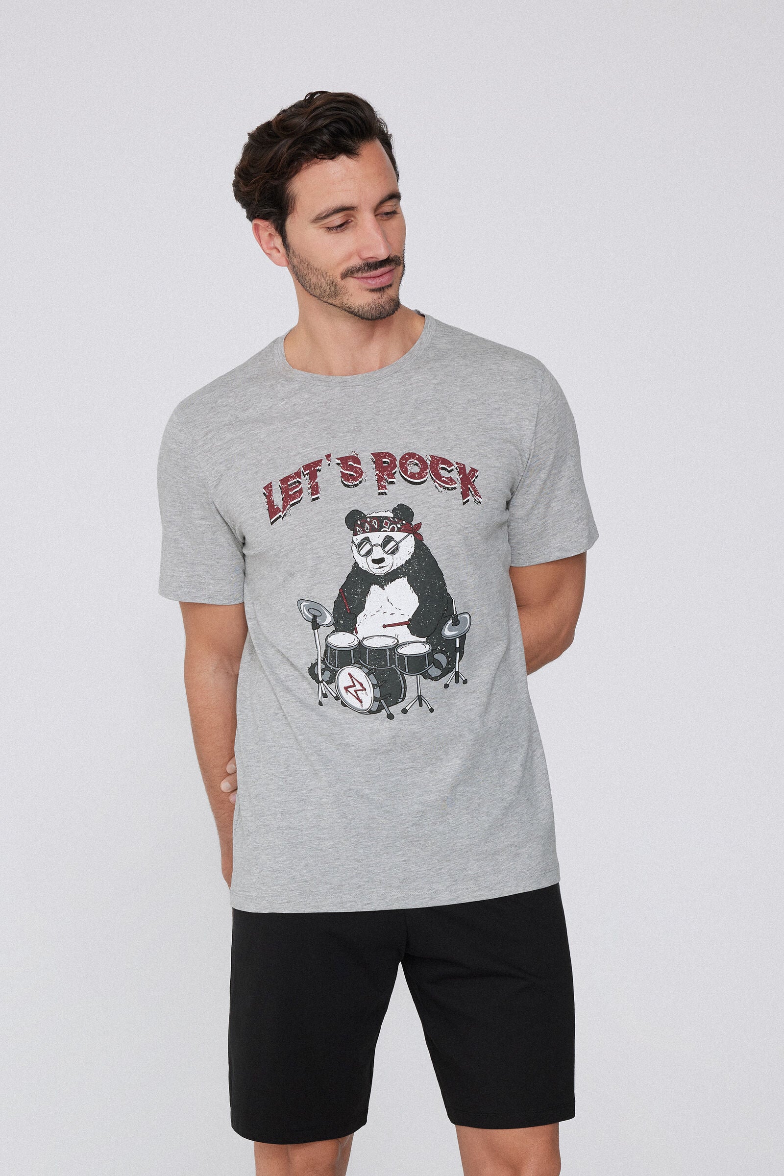 סט פיג'מה קצרה PANDA ROCK