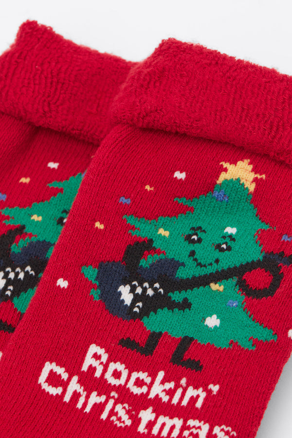 גרביים עבות נגד החלקה לגברים Christmas Print