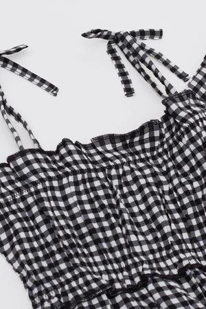 שמלת קנבס עם הדפס משבצות Gingham