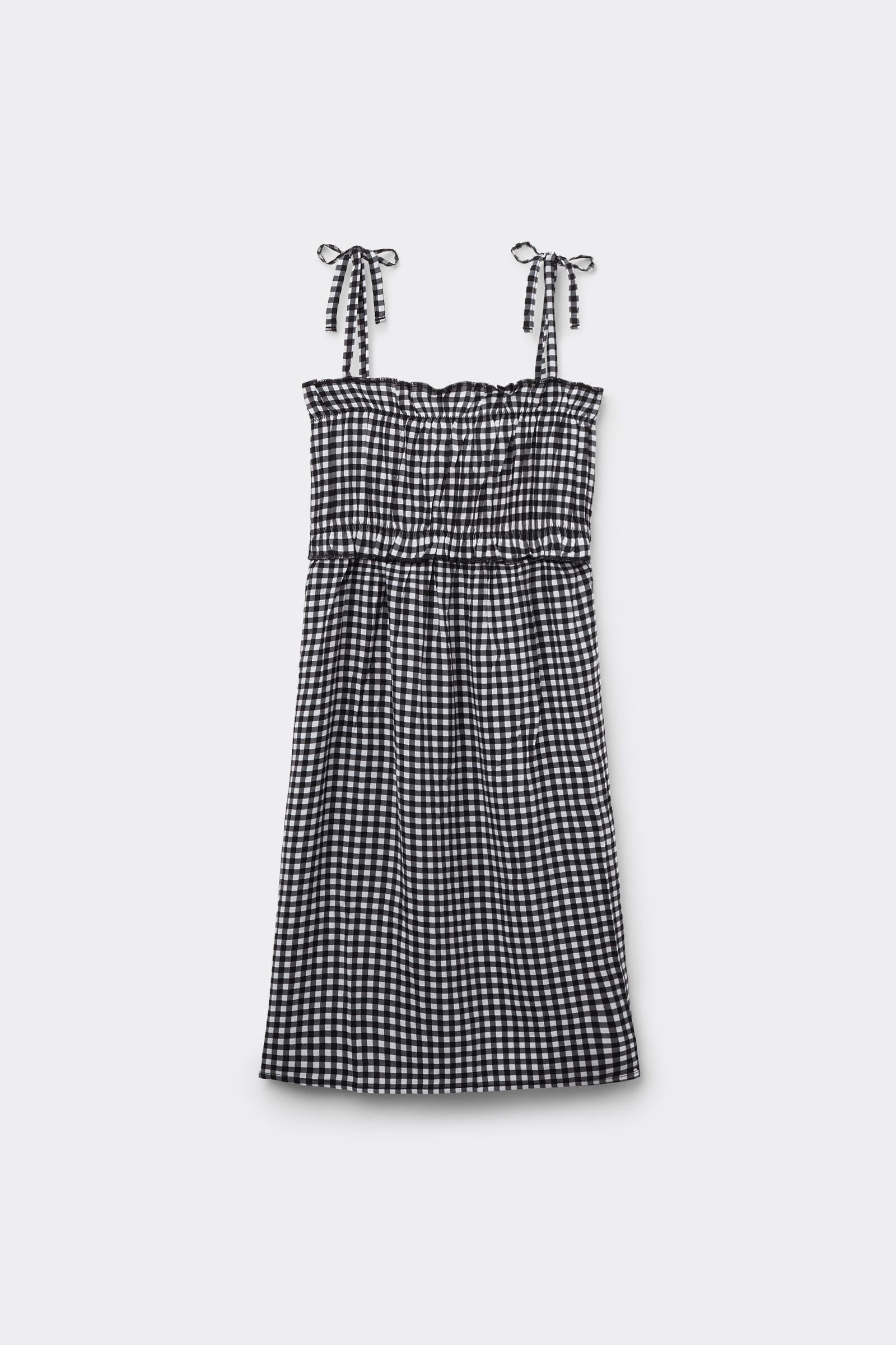 שמלת קנבס עם הדפס משבצות Gingham
