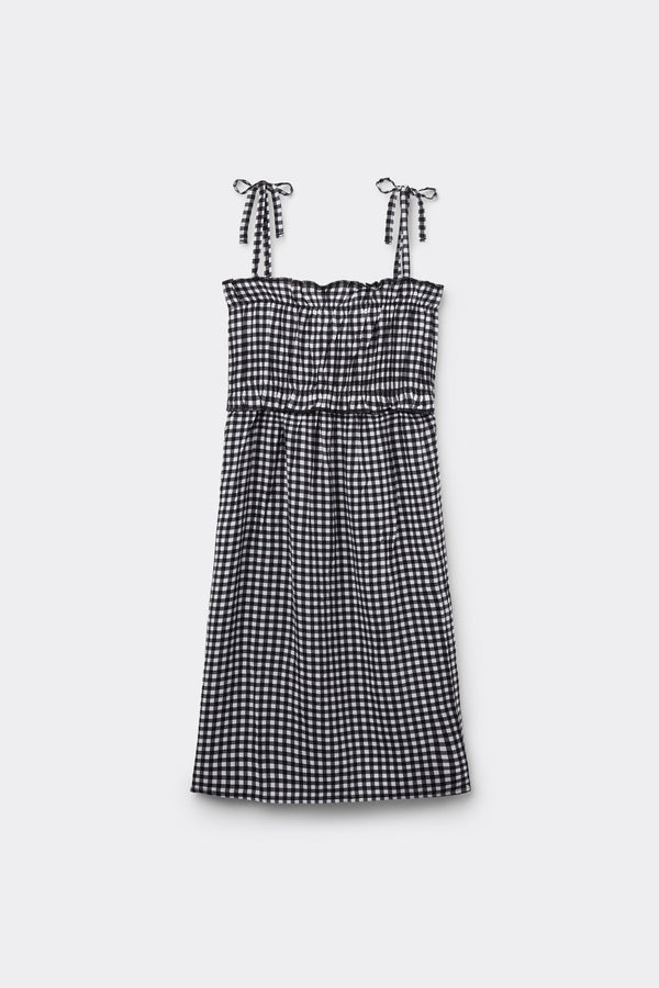 שמלת קנבס עם הדפס משבצות Gingham