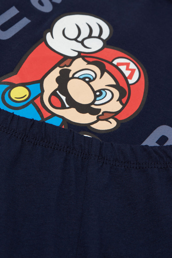 סט פיג’מה ארוכה מבד ג’רסי Super Mario