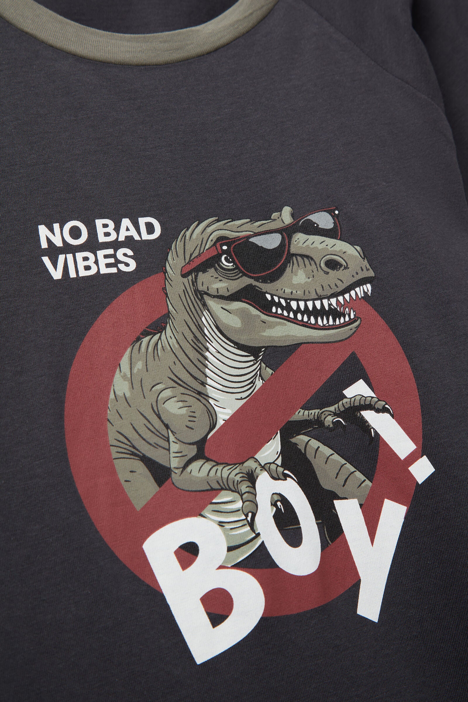 סט פיג'מה ארוכה מבד כותנה עם הדפס Dino לילדים