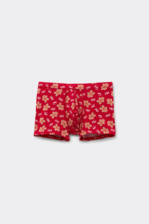 תחתוני בוקסר כותנה לבנים Christmas Print