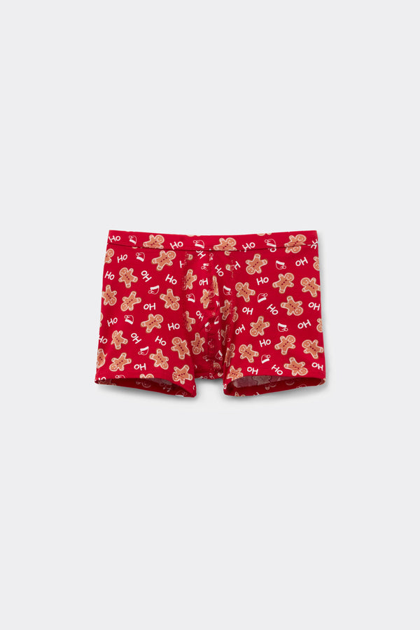 תחתוני בוקסר כותנה לבנים Christmas Print