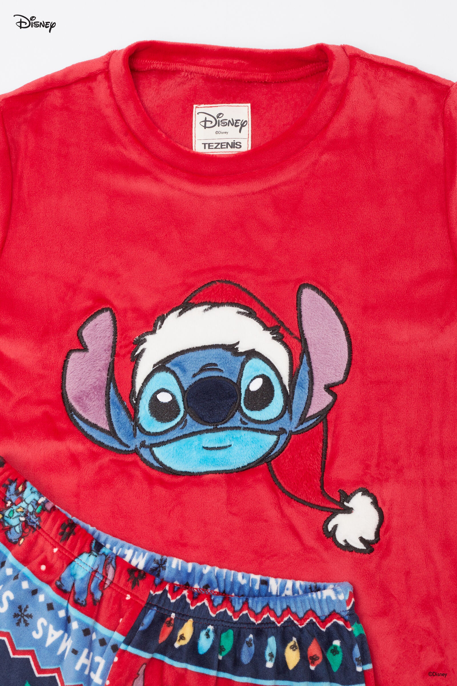 סט פיג'מה יוניסקס מבד מיקרו-פליז Christmas Disney Stitch