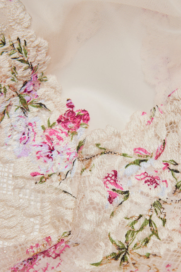 בגד גוף טול ותחרה בהדפס PRETTY FLOWERS