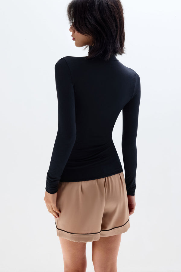 חולצת גולף Ultralight Cashmere עם חתך תחרה אלסטית