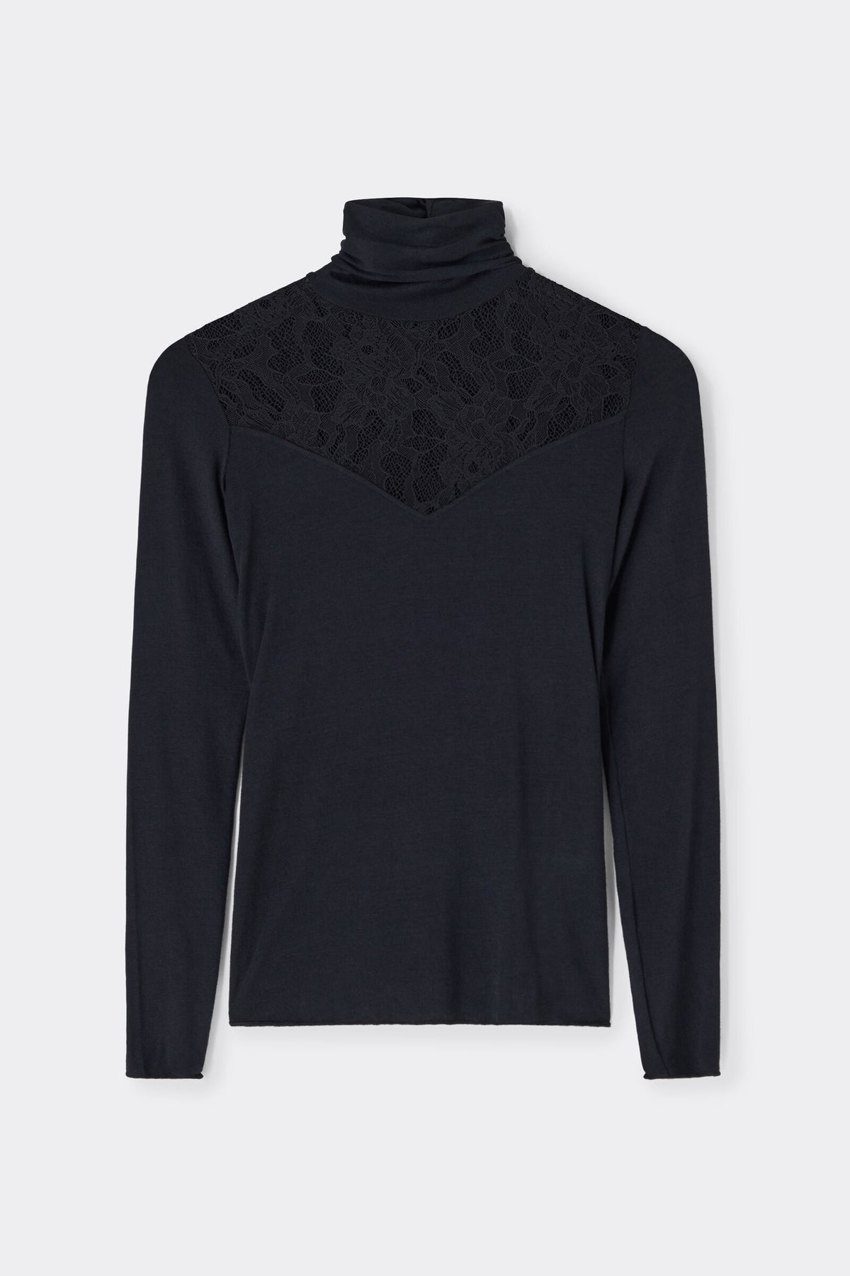 חולצת גולף Ultralight Cashmere עם חתך תחרה אלסטית